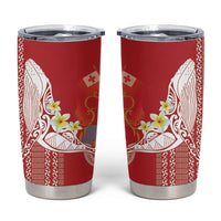 Swimming With Humpback Whales Season Tonga Tumbler Cup Tongan Tofuaa Ngatu Pattern Red LT14 Red - Polynesian Pride