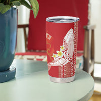 Swimming With Humpback Whales Season Tonga Tumbler Cup Tongan Tofuaa Ngatu Pattern Red LT14 - Polynesian Pride