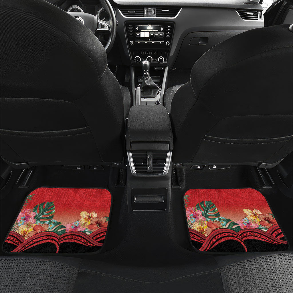 Vavau Sailing Festival Tonga Personalised Car Mats Humpback Whale Sailboat Tropical Vibes LT14 Set 2pcs - Back Red - Polynesian Pride