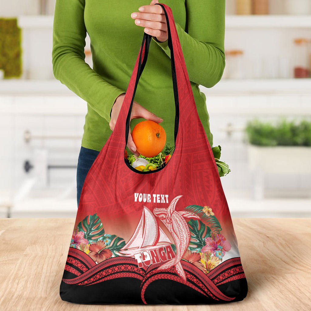 Vavau Sailing Festival Tonga Personalised Grocery Bag Humpback Whale Sailboat Tropical Vibes LT14 - Polynesian Pride