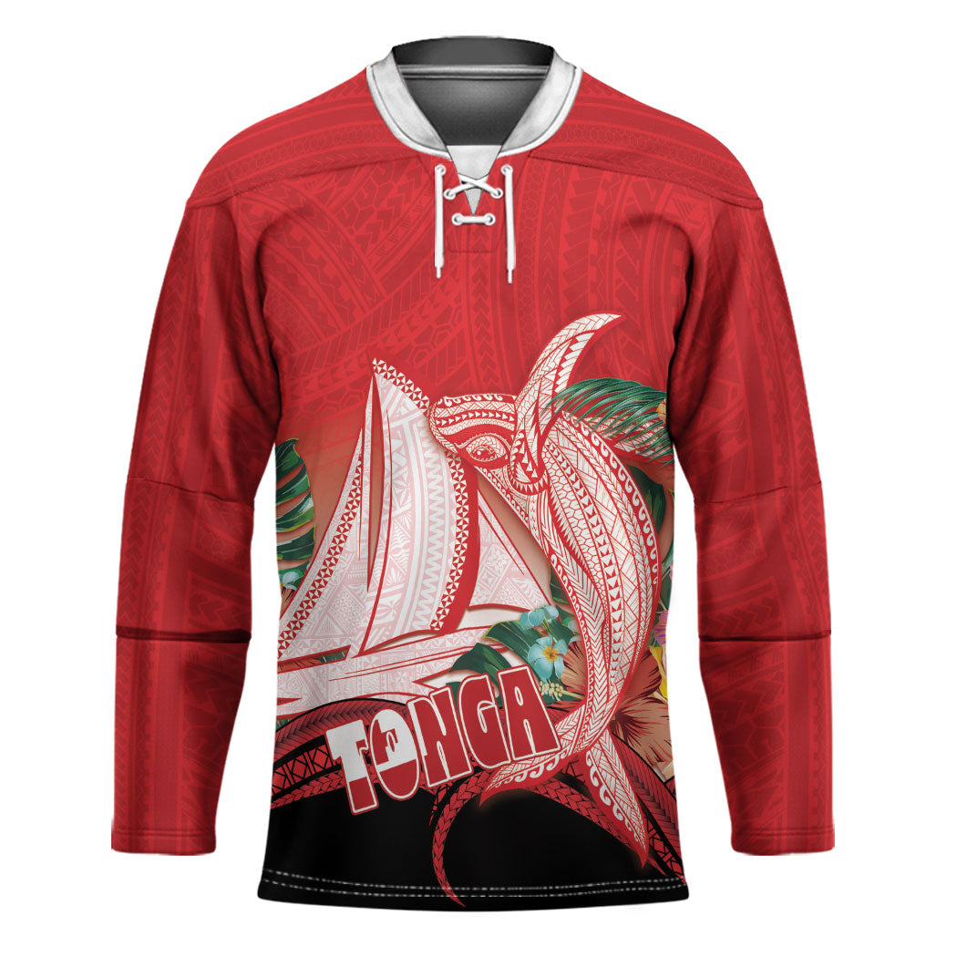 Vavau Sailing Festival Tonga Personalised Hockey Jersey Humpback Whale Sailboat Tropical Vibes LT14 Unisex Red - Polynesian Pride