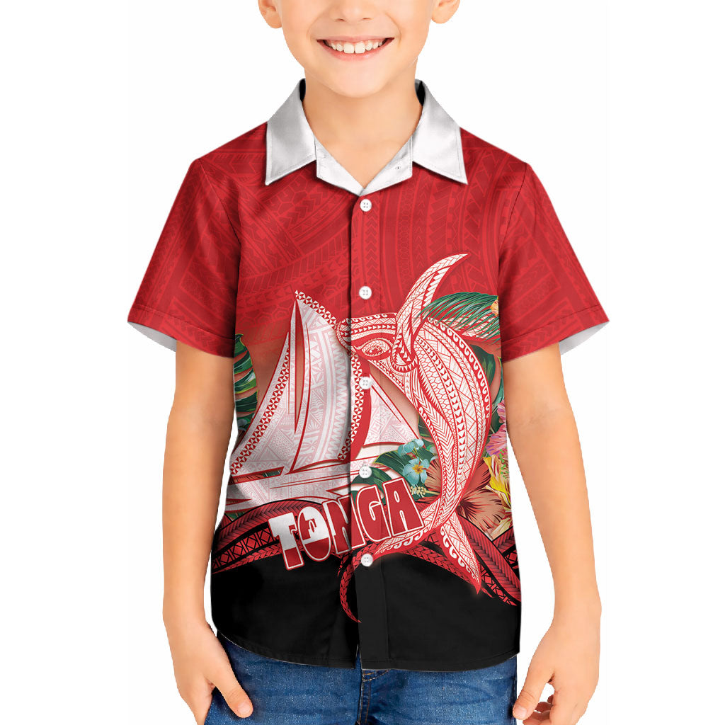 Vavau Sailing Festival Tonga Personalised Kid Hawaiian Shirt Humpback Whale Sailboat Tropical Vibes LT14 Kid Red - Polynesian Pride
