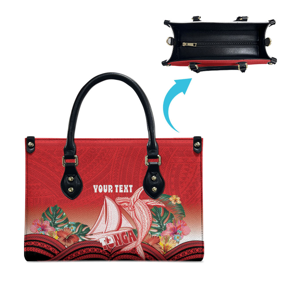 Vavau Sailing Festival Tonga Personalised Leather Bag Humpback Whale Sailboat Tropical Vibes LT14 - Polynesian Pride