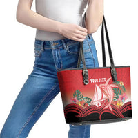 Vavau Sailing Festival Tonga Personalised Leather Tote Bag Humpback Whale Sailboat Tropical Vibes LT14 - Polynesian Pride