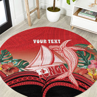 Vavau Sailing Festival Tonga Personalised Round Carpet Humpback Whale Sailboat Tropical Vibes LT14 Red - Polynesian Pride
