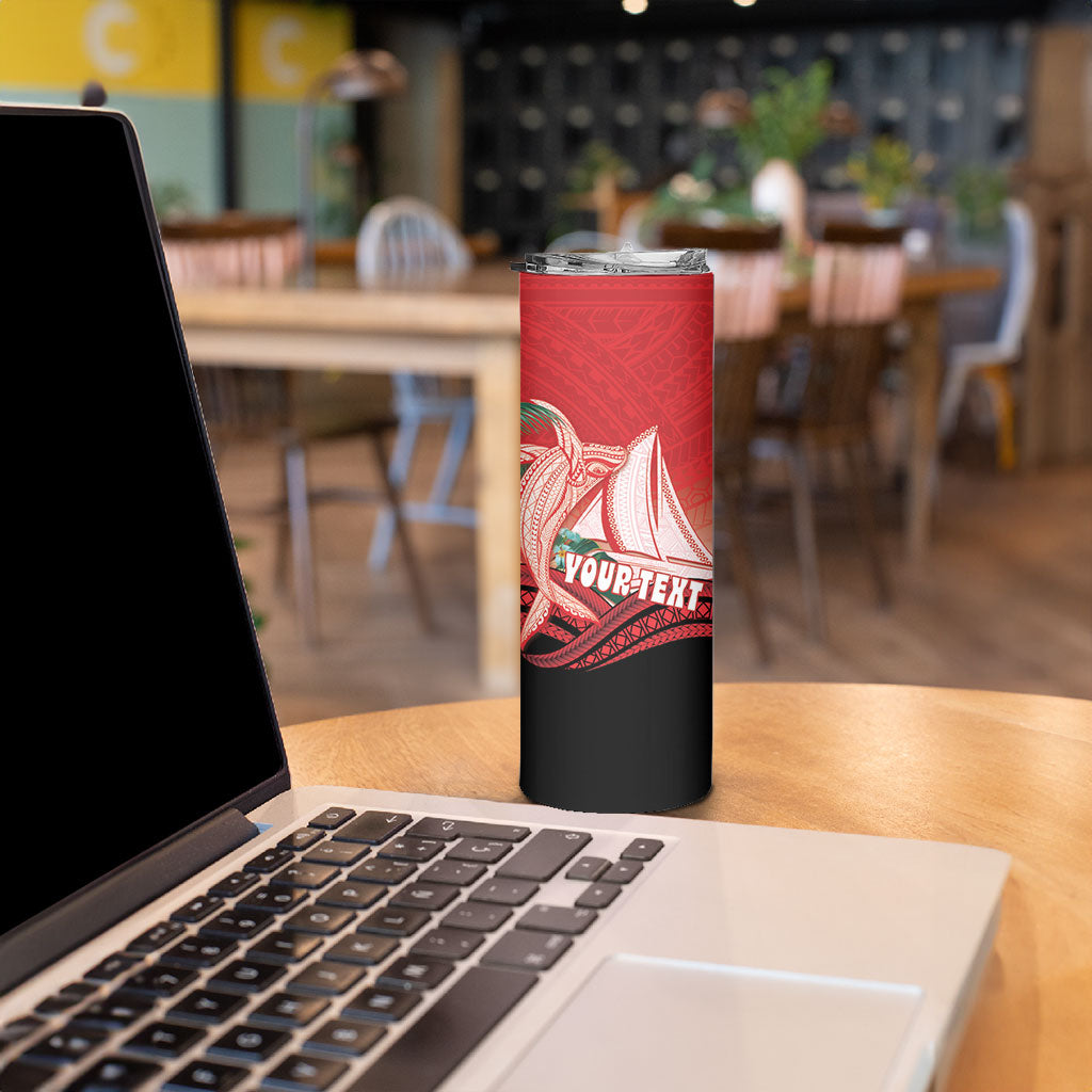 Vavau Sailing Festival Tonga Personalised Skinny Tumbler Humpback Whale Sailboat Tropical Vibes LT14 - Polynesian Pride