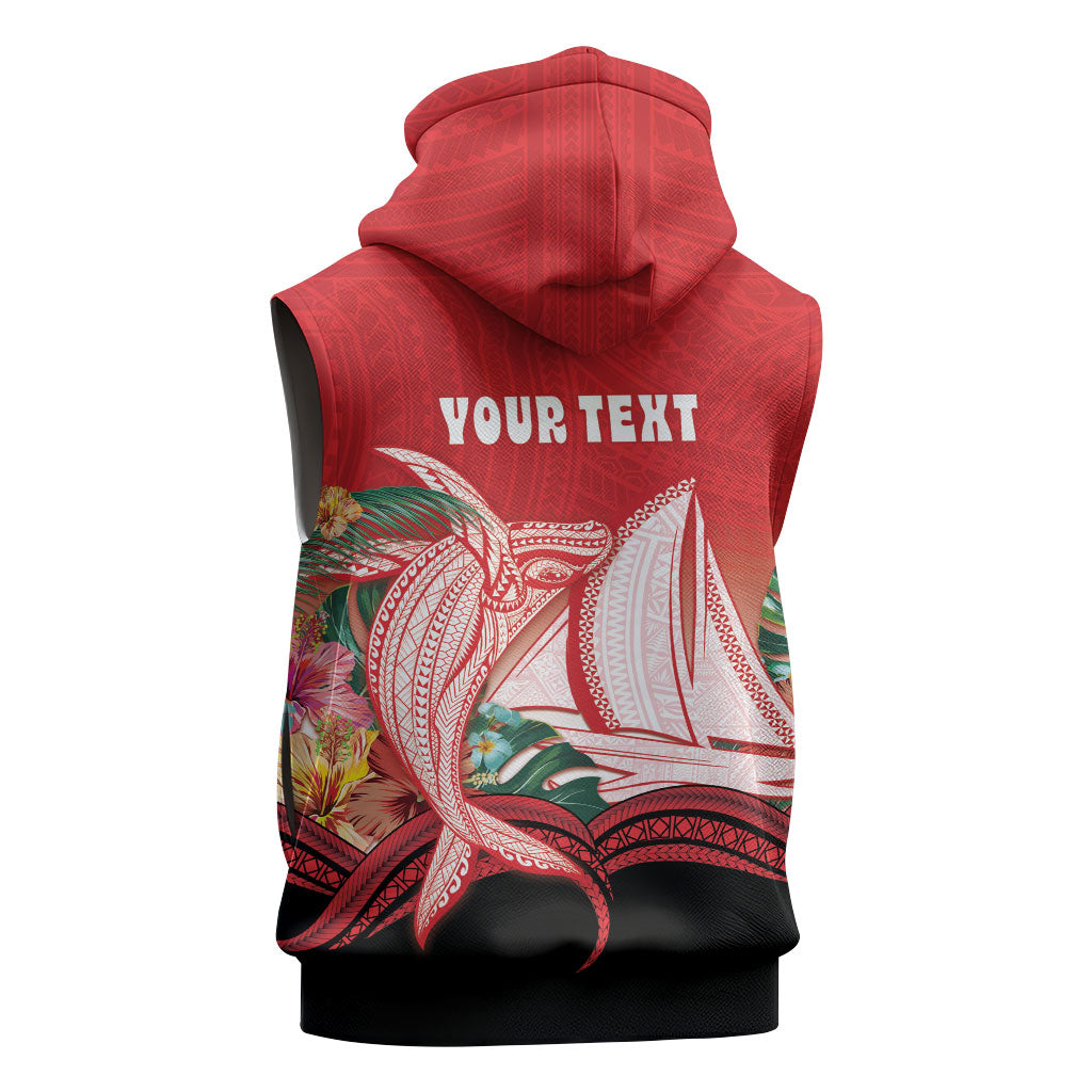 Vavau Sailing Festival Tonga Personalised Sleeveless Zip Hoodie Humpback Whale Sailboat Tropical Vibes LT14 - Polynesian Pride