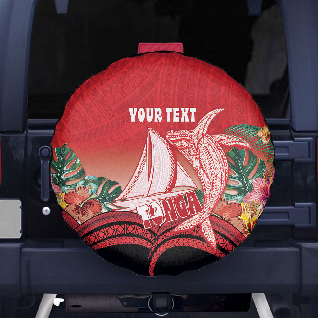 Vavau Sailing Festival Tonga Personalised Spare Tire Cover Humpback Whale Sailboat Tropical Vibes LT14 No hole Red - Polynesian Pride