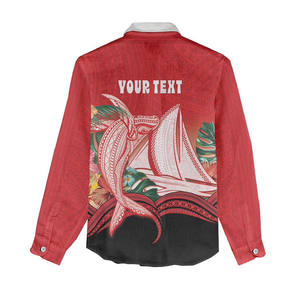 Vavau Sailing Festival Tonga Personalised Women Casual Shirt Humpback Whale Sailboat Tropical Vibes LT14 - Polynesian Pride