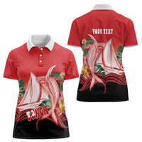 Vavau Sailing Festival Tonga Personalised Women Polo Shirt Humpback Whale Sailboat Tropical Vibes LT14 - Polynesian Pride