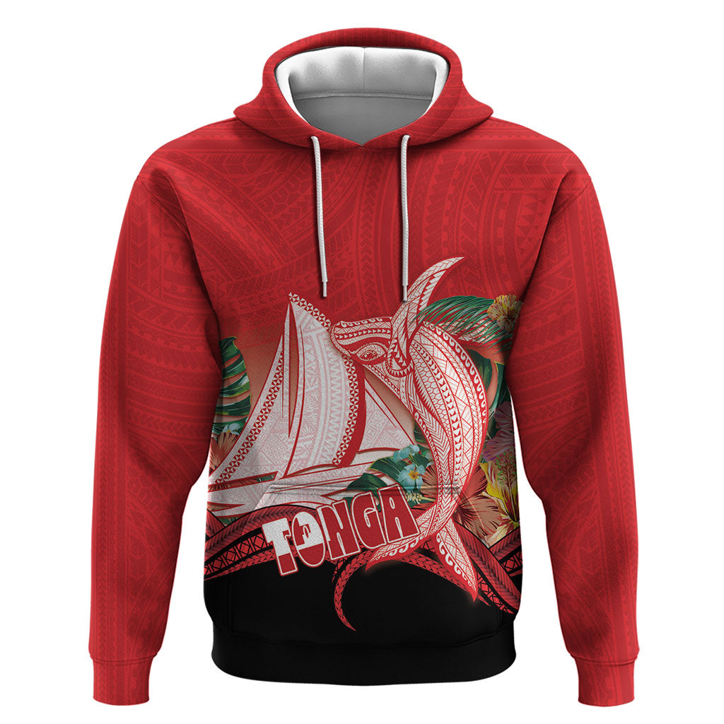 Vavau Sailing Festival Tonga Personalised Zip Hoodie Humpback Whale Sailboat Tropical Vibes LT14 Pullover Hoodie Red - Polynesian Pride