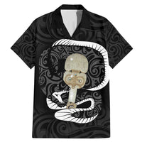 Black New Zealand Eel Family Matching Mermaid Dress and Hawaiian Shirt Aotearoa Maori Tuna With Kotiate Weapon LT14 Dad's Shirt - Short Sleeve Black - Polynesian Pride