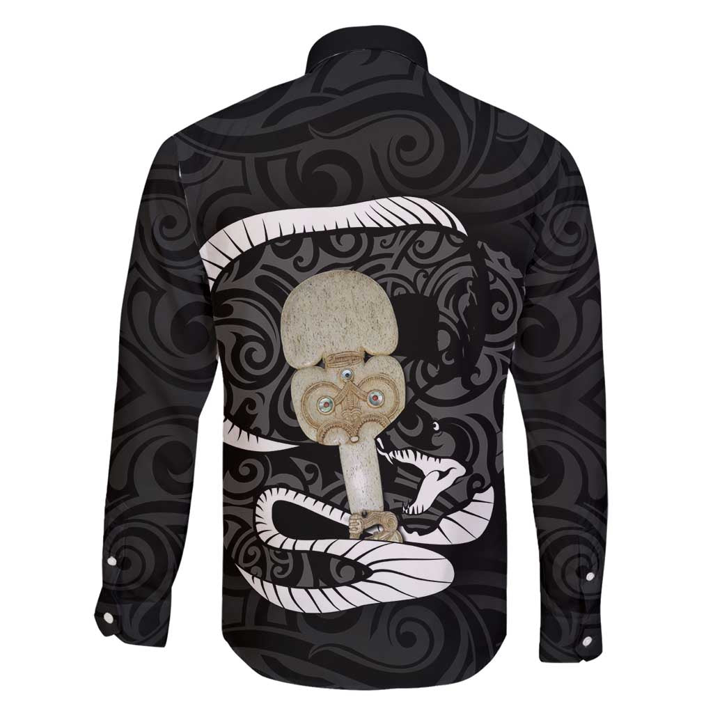 Black New Zealand Eel Family Matching Tank Maxi Dress and Hawaiian Shirt Aotearoa Maori Tuna With Kotiate Weapon LT14 - Polynesian Pride