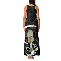 Black New Zealand Eel Family Matching Tank Maxi Dress and Hawaiian Shirt Aotearoa Maori Tuna With Kotiate Weapon LT14 - Polynesian Pride