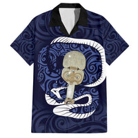 Blue New Zealand Eel Family Matching Long Sleeve Bodycon Dress and Hawaiian Shirt Aotearoa Maori Tuna With Kotiate Weapon LT14 Dad's Shirt - Short Sleeve Blue - Polynesian Pride