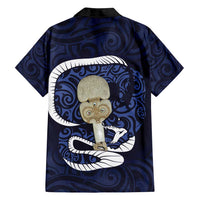 Blue New Zealand Eel Family Matching Long Sleeve Bodycon Dress and Hawaiian Shirt Aotearoa Maori Tuna With Kotiate Weapon LT14 - Polynesian Pride