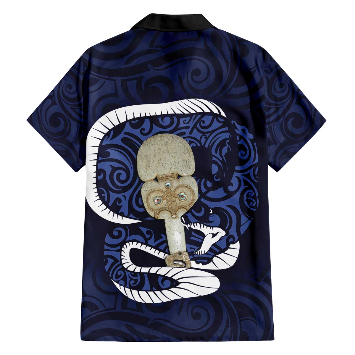 Blue New Zealand Eel Family Matching Puletasi and Hawaiian Shirt Aotearoa Maori Tuna With Kotiate Weapon LT14 - Polynesian Pride