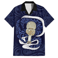 Blue New Zealand Eel Family Matching Short Sleeve Bodycon Dress and Hawaiian Shirt Aotearoa Maori Tuna With Kotiate Weapon LT14 Dad's Shirt - Short Sleeve Blue - Polynesian Pride