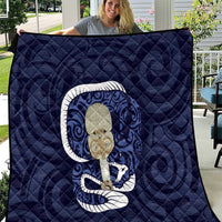 Blue New Zealand Eel Quilt Aotearoa Maori Tuna With Kotiate Weapon LT14 Blue - Polynesian Pride