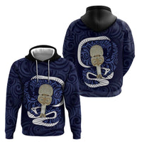 Blue New Zealand Eel Zip Hoodie Aotearoa Maori Tuna With Kotiate Weapon
