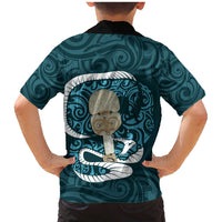 Turquoise New Zealand Eel Family Matching Mermaid Dress and Hawaiian Shirt Aotearoa Maori Tuna With Kotiate Weapon LT14 - Polynesian Pride