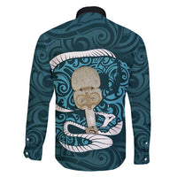 Turquoise New Zealand Eel Family Matching Summer Maxi Dress and Hawaiian Shirt Aotearoa Maori Tuna With Kotiate Weapon LT14 - Polynesian Pride
