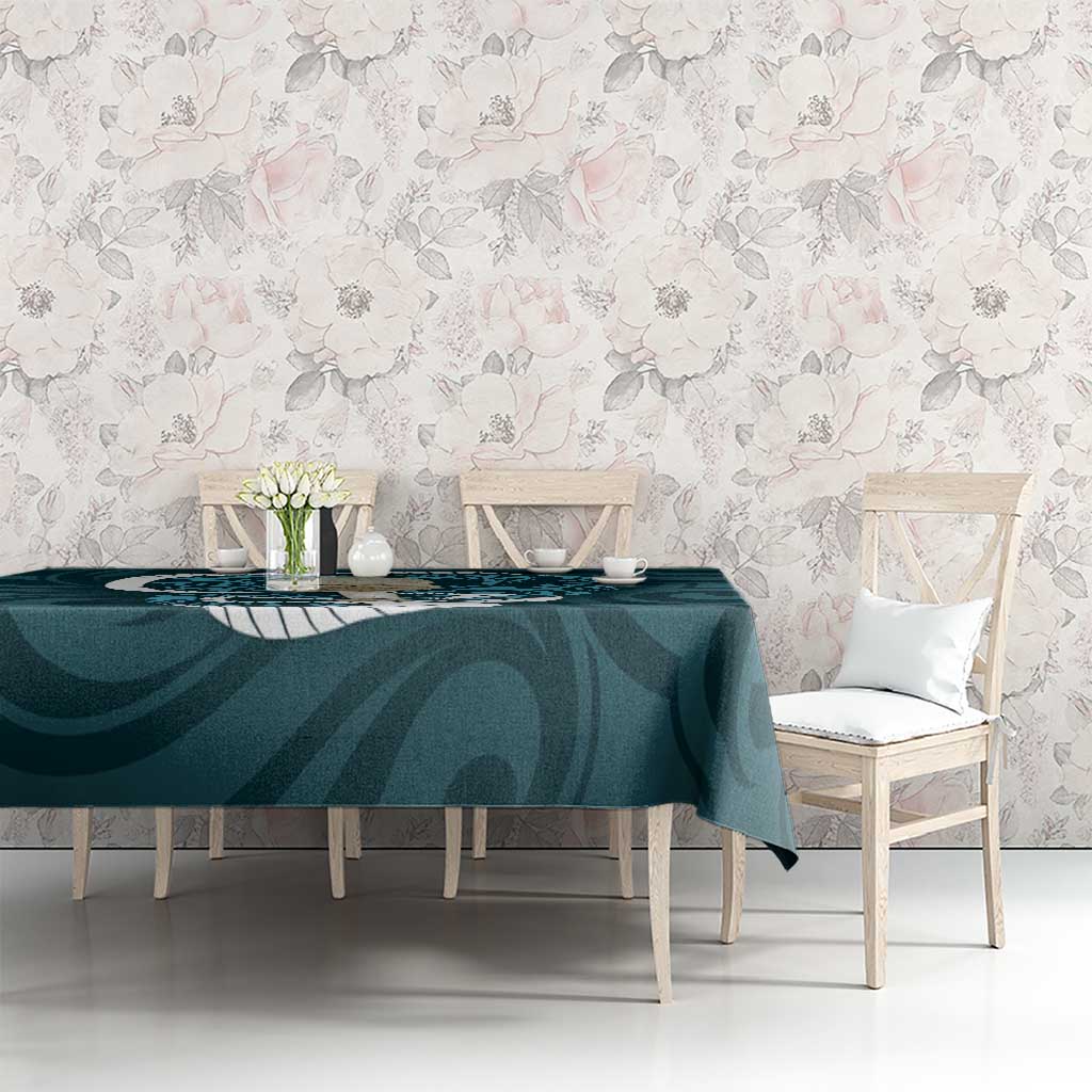 Turquoise New Zealand Eel Tablecloth Aotearoa Maori Tuna With Kotiate Weapon