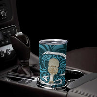 Turquoise New Zealand Eel Tumbler Cup Aotearoa Maori Tuna With Kotiate Weapon
