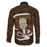 Gold New Zealand Eel Family Matching Long Sleeve Bodycon Dress and Hawaiian Shirt Aotearoa Maori Tuna With Kotiate Weapon LT14 - Polynesian Pride