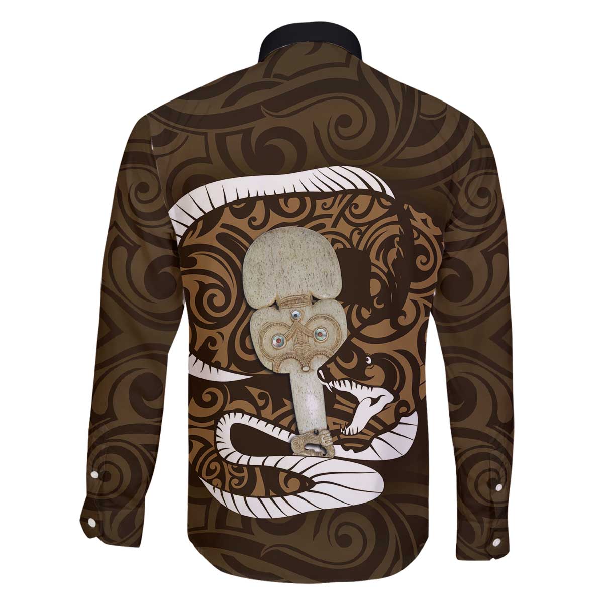 Gold New Zealand Eel Family Matching Puletasi and Hawaiian Shirt Aotearoa Maori Tuna With Kotiate Weapon LT14 - Polynesian Pride