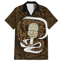 Gold New Zealand Eel Family Matching Tank Maxi Dress and Hawaiian Shirt Aotearoa Maori Tuna With Kotiate Weapon LT14 Dad's Shirt - Short Sleeve Gold - Polynesian Pride