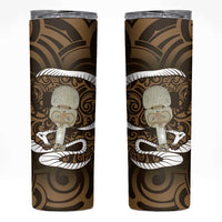 Gold New Zealand Eel Skinny Tumbler Aotearoa Maori Tuna With Kotiate Weapon LT14 Gold - Polynesian Pride