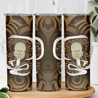 Gold New Zealand Eel Skinny Tumbler Aotearoa Maori Tuna With Kotiate Weapon LT14 - Polynesian Pride