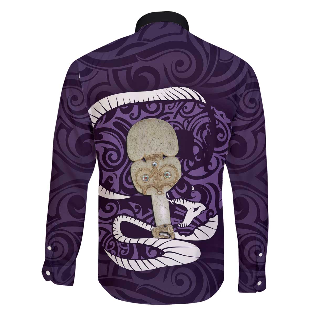 Purple New Zealand Eel Family Matching Off Shoulder Short Dress and Hawaiian Shirt Aotearoa Maori Tuna With Kotiate Weapon LT14 - Polynesian Pride