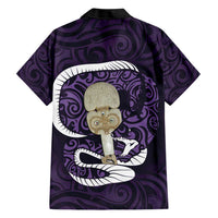 Purple New Zealand Eel Family Matching Short Sleeve Bodycon Dress and Hawaiian Shirt Aotearoa Maori Tuna With Kotiate Weapon LT14 - Polynesian Pride