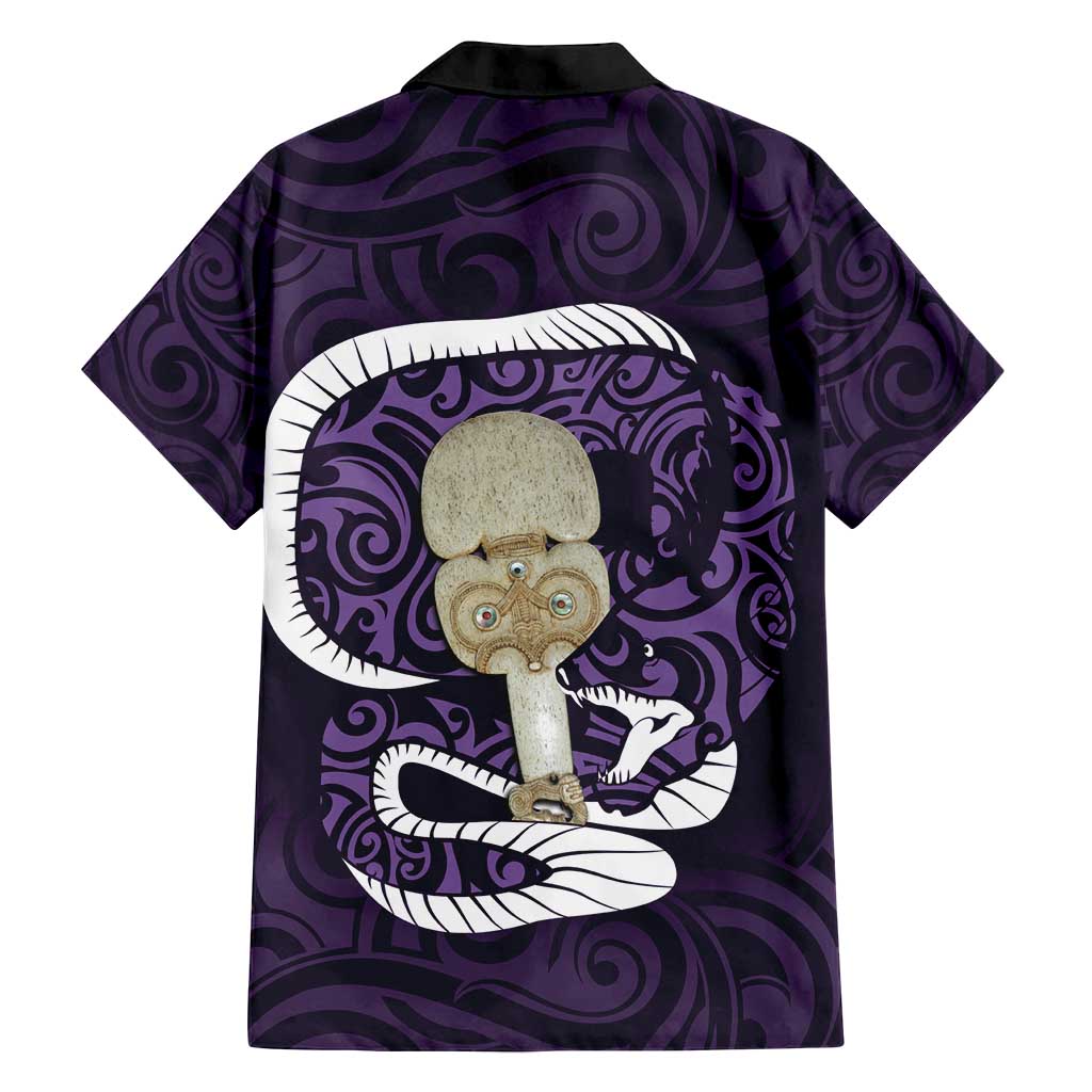 Purple New Zealand Eel Family Matching Summer Maxi Dress and Hawaiian Shirt Aotearoa Maori Tuna With Kotiate Weapon LT14 - Polynesian Pride