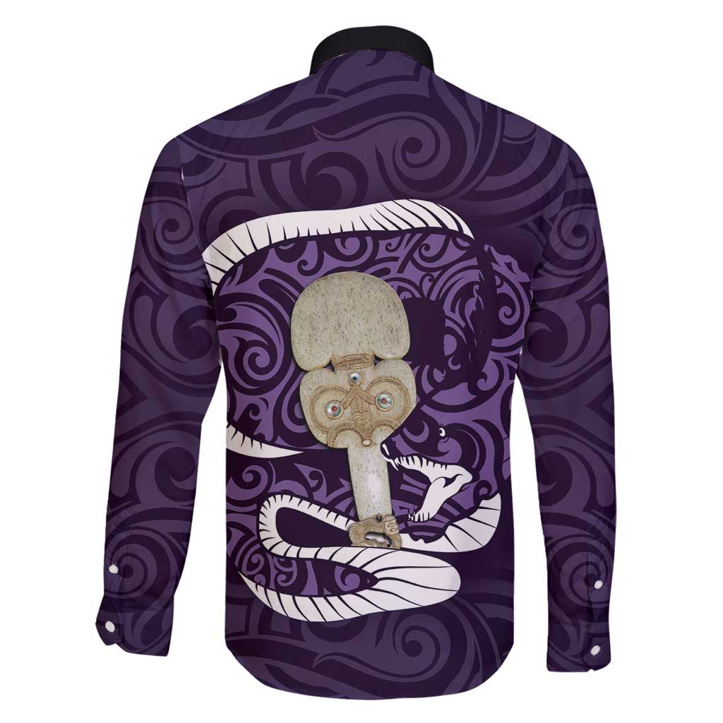 Purple New Zealand Eel Family Matching Summer Maxi Dress and Hawaiian Shirt Aotearoa Maori Tuna With Kotiate Weapon LT14 - Polynesian Pride