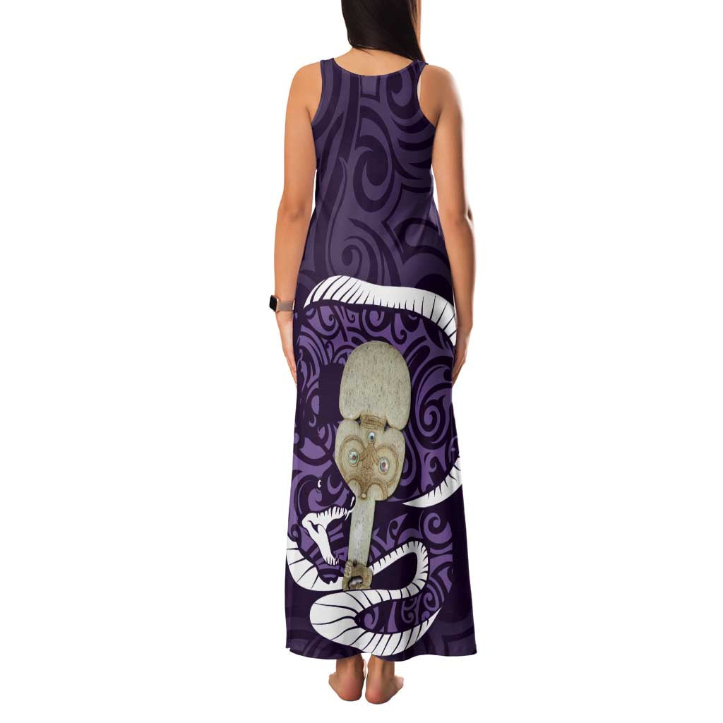 Purple New Zealand Eel Family Matching Tank Maxi Dress and Hawaiian Shirt Aotearoa Maori Tuna With Kotiate Weapon LT14 - Polynesian Pride