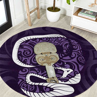 Purple New Zealand Eel Round Carpet Aotearoa Maori Tuna With Kotiate Weapon LT14 Purple - Polynesian Pride