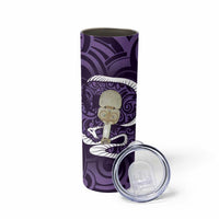 Purple New Zealand Eel Skinny Tumbler Aotearoa Maori Tuna With Kotiate Weapon LT14 - Polynesian Pride