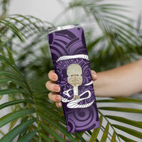 Purple New Zealand Eel Skinny Tumbler Aotearoa Maori Tuna With Kotiate Weapon LT14 - Polynesian Pride