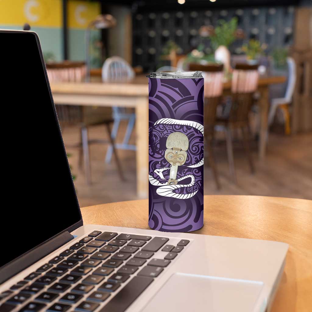 Purple New Zealand Eel Skinny Tumbler Aotearoa Maori Tuna With Kotiate Weapon LT14 - Polynesian Pride