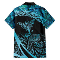 New Zealand Stingray Family Matching Off Shoulder Short Dress and Hawaiian Shirt Aotearoa Whai With Maori Paua Shell LT14 - Polynesian Pride