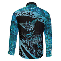 New Zealand Stingray Family Matching Puletasi and Hawaiian Shirt Aotearoa Whai With Maori Paua Shell LT14 - Polynesian Pride
