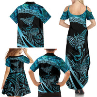 New Zealand Stingray Family Matching Summer Maxi Dress and Hawaiian Shirt Aotearoa Whai With Maori Paua Shell LT14 - Polynesian Pride