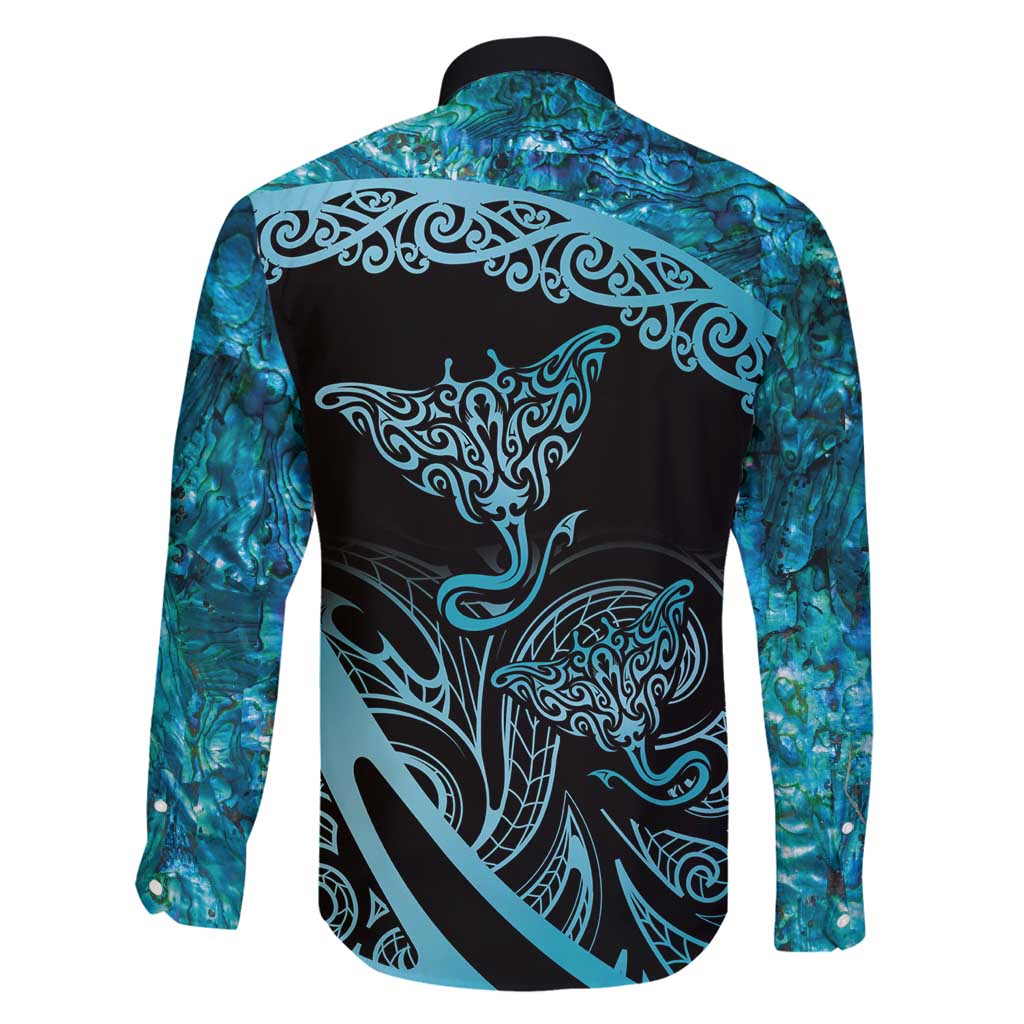 New Zealand Stingray Family Matching Summer Maxi Dress and Hawaiian Shirt Aotearoa Whai With Maori Paua Shell LT14 - Polynesian Pride