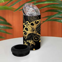 Black And Gold Aotearoa Whai Can Cooler Tumbler NZ Stingrays Maori Curves Style
