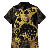 Black And Gold Aotearoa Whai Family Matching Off The Shoulder Long Sleeve Dress and Hawaiian Shirt NZ Stingrays Maori Curves Style LT14 - Polynesian Pride