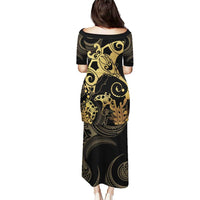 Black And Gold Aotearoa Whai Puletasi NZ Stingrays Maori Curves Style