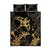 Black And Gold Aotearoa Whai Quilt Bed Set NZ Stingrays Maori Curves Style